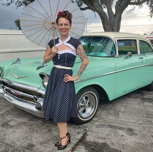 Retro Polka Dot Pin Up Dress Hell Bunny SMALL